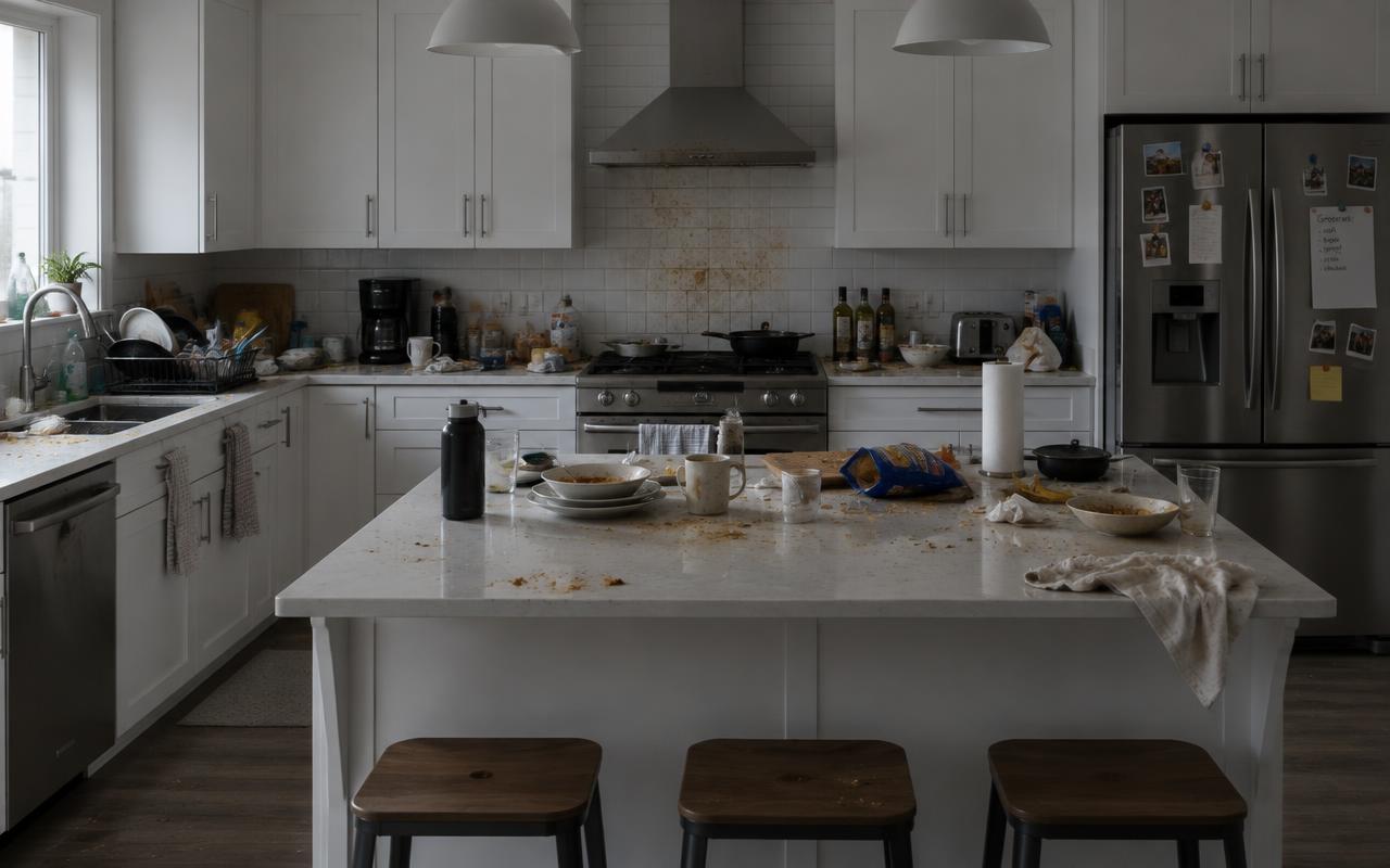 Kitchen before cleaning